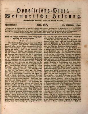 Oppositions-Blatt oder Weimarische Zeitung Samstag 10. Juni 1820