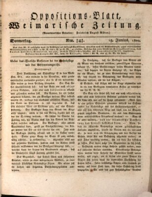 Oppositions-Blatt oder Weimarische Zeitung Donnerstag 15. Juni 1820