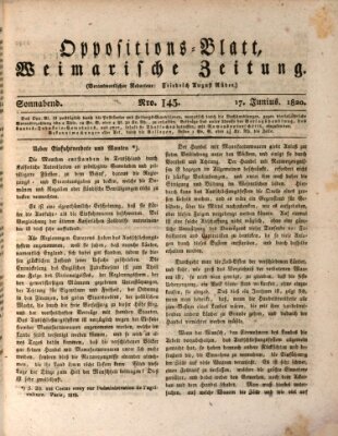 Oppositions-Blatt oder Weimarische Zeitung Samstag 17. Juni 1820