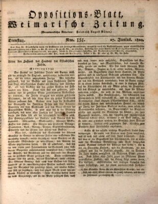 Oppositions-Blatt oder Weimarische Zeitung Dienstag 27. Juni 1820