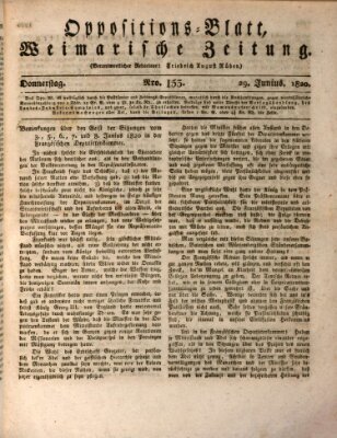 Oppositions-Blatt oder Weimarische Zeitung Donnerstag 29. Juni 1820