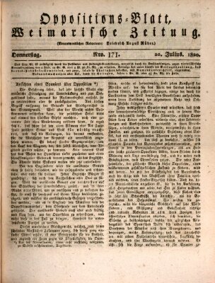 Oppositions-Blatt oder Weimarische Zeitung Donnerstag 20. Juli 1820