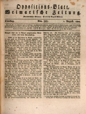 Oppositions-Blatt oder Weimarische Zeitung Dienstag 1. August 1820