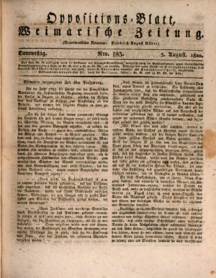 Oppositions-Blatt oder Weimarische Zeitung Donnerstag 3. August 1820