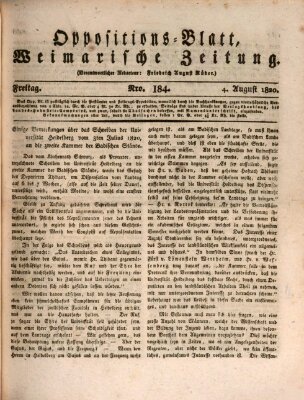 Oppositions-Blatt oder Weimarische Zeitung Freitag 4. August 1820