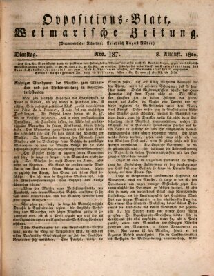 Oppositions-Blatt oder Weimarische Zeitung Dienstag 8. August 1820