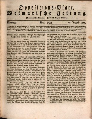 Oppositions-Blatt oder Weimarische Zeitung Montag 14. August 1820