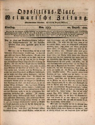 Oppositions-Blatt oder Weimarische Zeitung Dienstag 22. August 1820