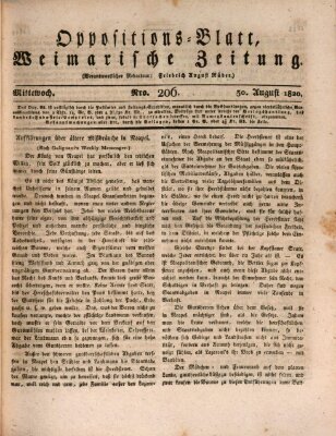 Oppositions-Blatt oder Weimarische Zeitung Mittwoch 30. August 1820