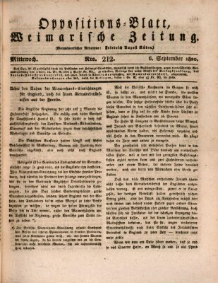 Oppositions-Blatt oder Weimarische Zeitung Mittwoch 6. September 1820