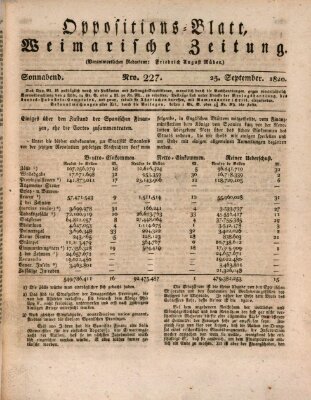 Oppositions-Blatt oder Weimarische Zeitung Samstag 23. September 1820