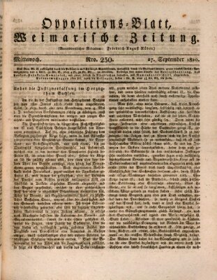 Oppositions-Blatt oder Weimarische Zeitung Mittwoch 27. September 1820