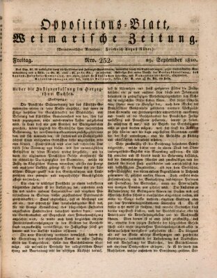 Oppositions-Blatt oder Weimarische Zeitung Freitag 29. September 1820