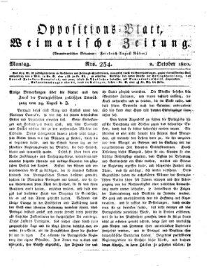 Oppositions-Blatt oder Weimarische Zeitung Montag 2. Oktober 1820