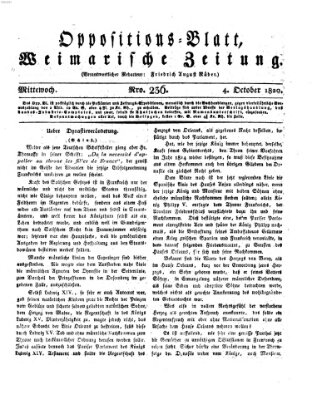 Oppositions-Blatt oder Weimarische Zeitung Mittwoch 4. Oktober 1820