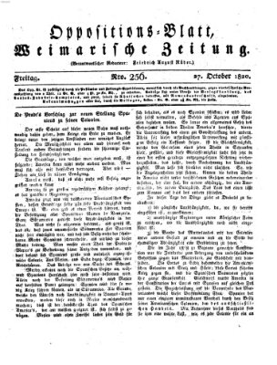 Oppositions-Blatt oder Weimarische Zeitung Freitag 27. Oktober 1820