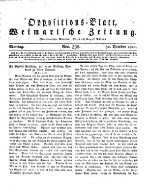 Oppositions-Blatt oder Weimarische Zeitung Montag 30. Oktober 1820