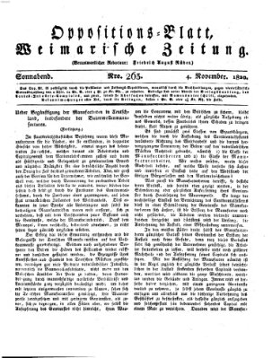 Oppositions-Blatt oder Weimarische Zeitung Samstag 4. November 1820