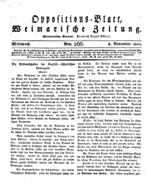 Oppositions-Blatt oder Weimarische Zeitung Mittwoch 8. November 1820