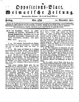 Oppositions-Blatt oder Weimarische Zeitung Freitag 10. November 1820