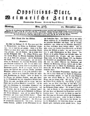 Oppositions-Blatt oder Weimarische Zeitung Montag 20. November 1820