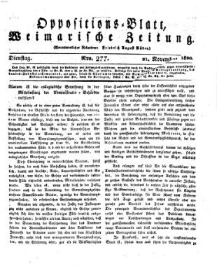 Oppositions-Blatt oder Weimarische Zeitung Dienstag 21. November 1820