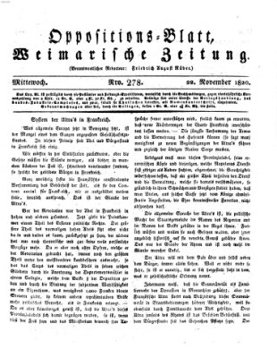 Oppositions-Blatt oder Weimarische Zeitung Mittwoch 22. November 1820