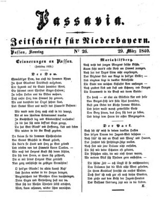 Passavia (Donau-Zeitung) Sonntag 29. März 1840