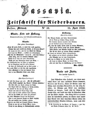 Passavia (Donau-Zeitung) Mittwoch 15. April 1840