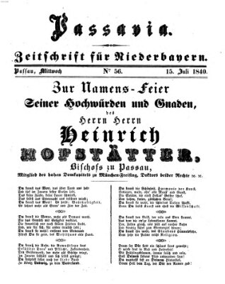 Passavia (Donau-Zeitung) Mittwoch 15. Juli 1840