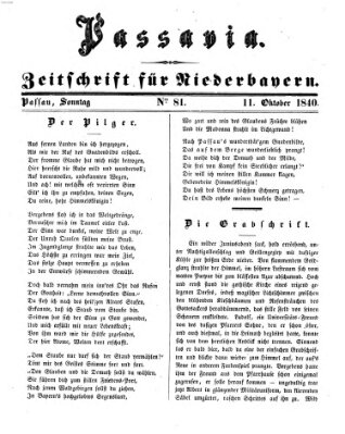 Passavia (Donau-Zeitung) Sonntag 11. Oktober 1840