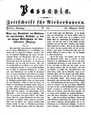 Passavia (Donau-Zeitung) Sonntag 25. Oktober 1840