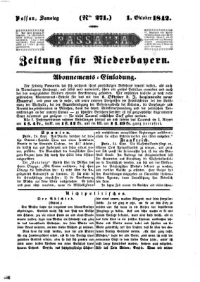 Passavia (Donau-Zeitung) Samstag 1. Oktober 1842