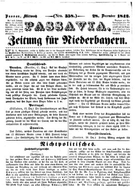 Passavia (Donau-Zeitung) Mittwoch 28. Dezember 1842