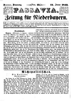 Passavia (Donau-Zeitung) Donnerstag 12. Januar 1843