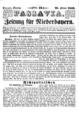 Passavia (Donau-Zeitung) Dienstag 21. Februar 1843