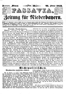 Passavia (Donau-Zeitung) Mittwoch 22. Februar 1843