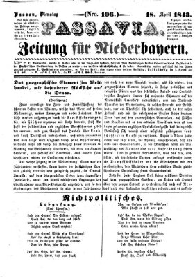 Passavia (Donau-Zeitung) Dienstag 18. April 1843