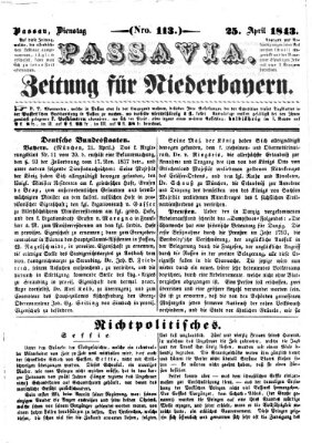 Passavia (Donau-Zeitung) Dienstag 25. April 1843