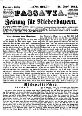 Passavia (Donau-Zeitung) Freitag 11. August 1843