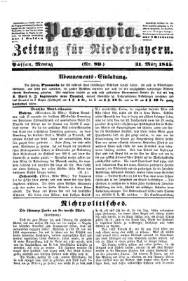 Passavia (Donau-Zeitung) Montag 31. März 1845