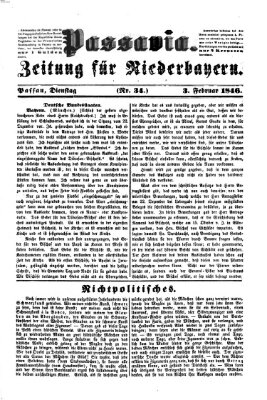 Passavia (Donau-Zeitung) Dienstag 3. Februar 1846