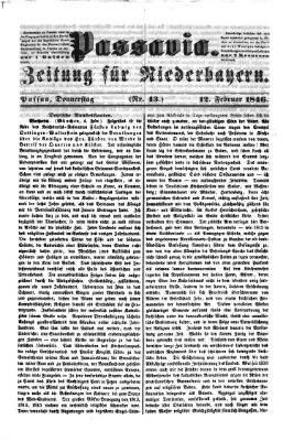 Passavia (Donau-Zeitung) Donnerstag 12. Februar 1846