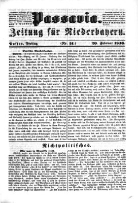 Passavia (Donau-Zeitung) Freitag 20. Februar 1846