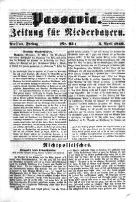 Passavia (Donau-Zeitung) Freitag 3. April 1846