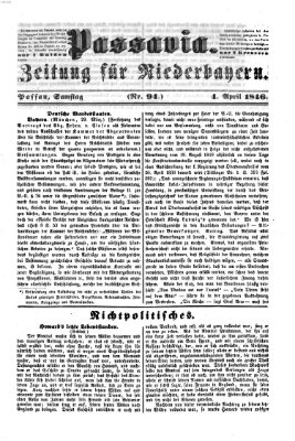 Passavia (Donau-Zeitung) Samstag 4. April 1846