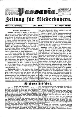 Passavia (Donau-Zeitung) Dienstag 14. April 1846