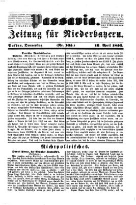 Passavia (Donau-Zeitung) Donnerstag 16. April 1846