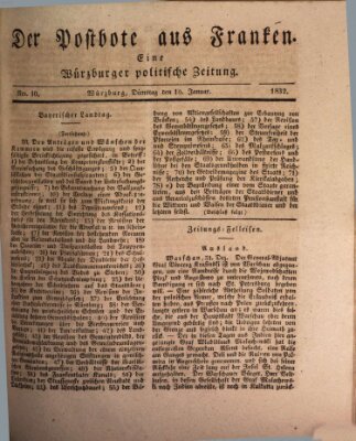 Der Postbote aus Franken Dienstag 10. Januar 1832