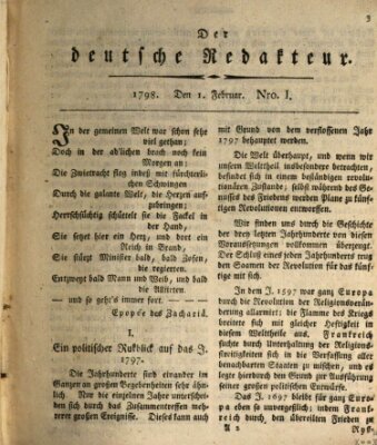 Der deutsche Redakteur Donnerstag 1. Februar 1798